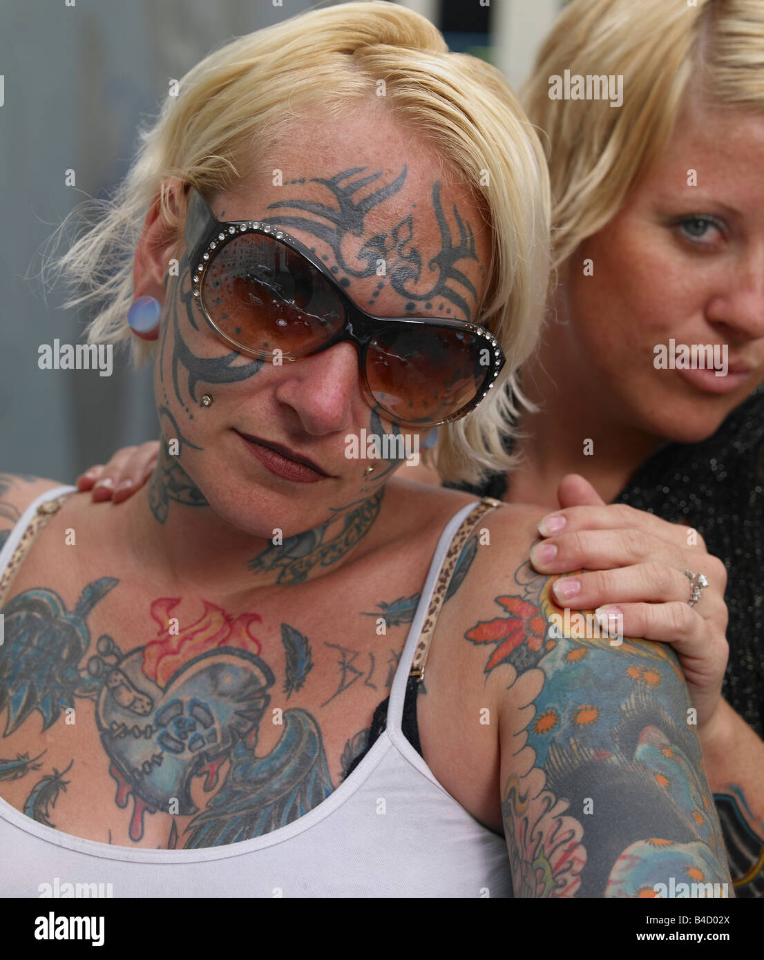 Portrait of Tattooed Woman, Reykjavik Iceland Stock Photo