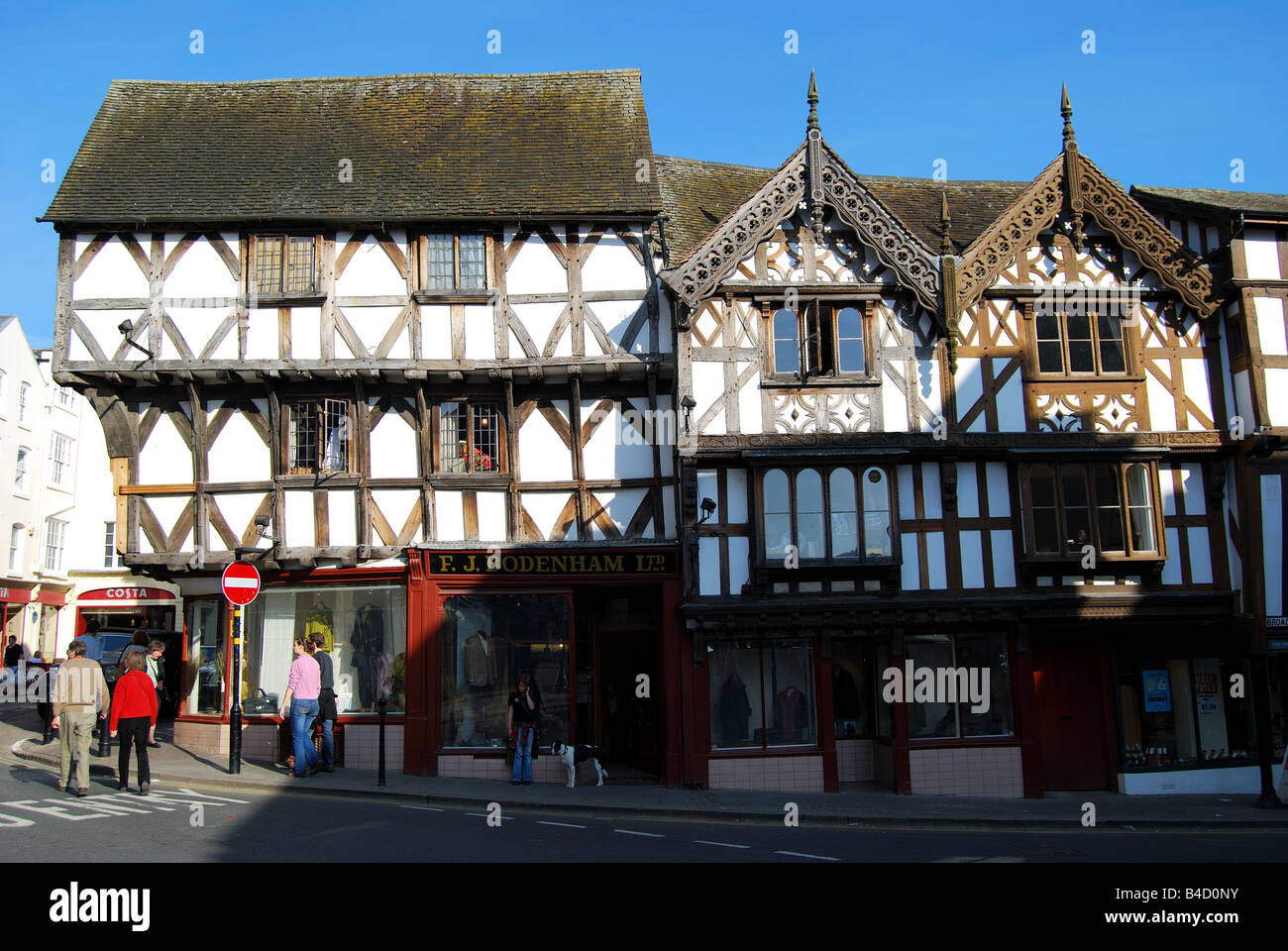 Tudor house frontages Broad Street, Ludlow, Shropshire, England, United Kingdom Stock Photo Alamy