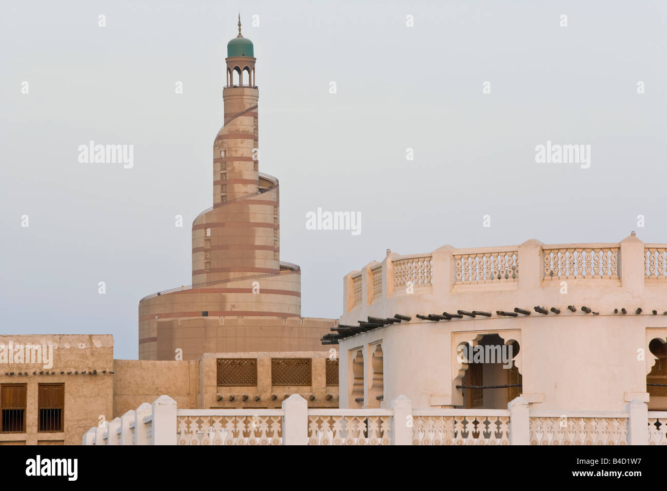 Qatar, Middle East, Arabian Peninsula, Doha, the spiral mosque of the Kassem Darwish Fakhroo Islamic Centre in Doha Stock Photo