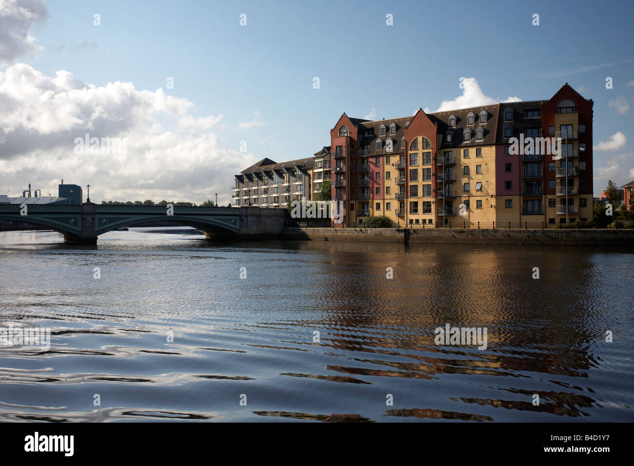 modern riverside apartment blocks river lagan belfast city centre