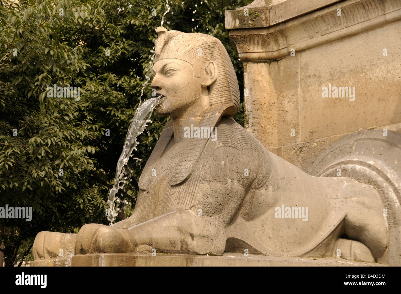 sphinx of the fountain Fontaine du Palmier on Place du Châtelet in Paris France Stock Photo