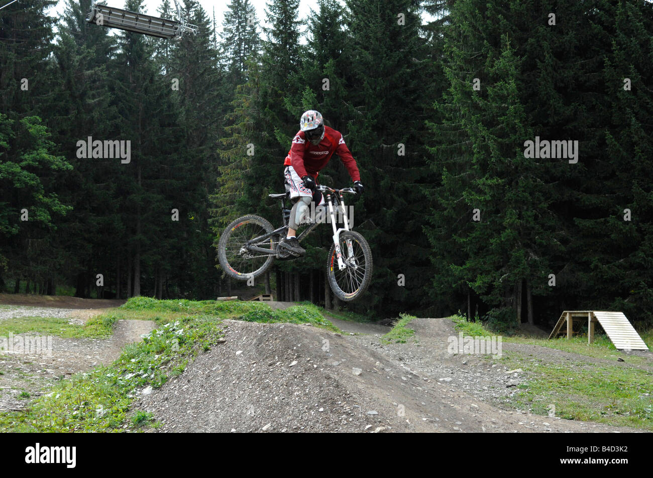 Downhill Mountain Biker Stock Photo