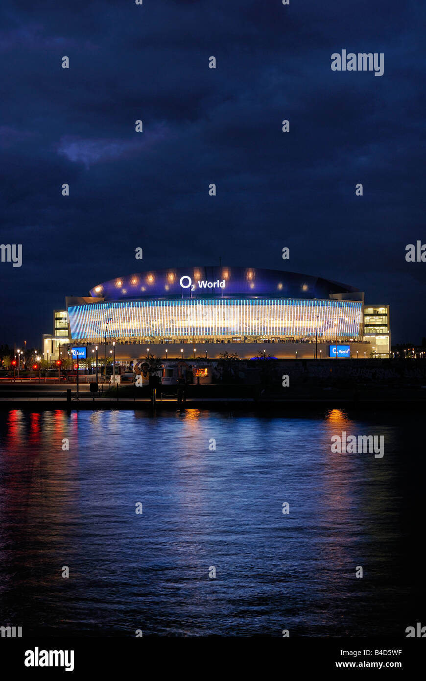 o2 World with river Spree and Eastside Gallery.  O2 Arena in Berlin Friedrichshain. Berlin. Germany. Stock Photo