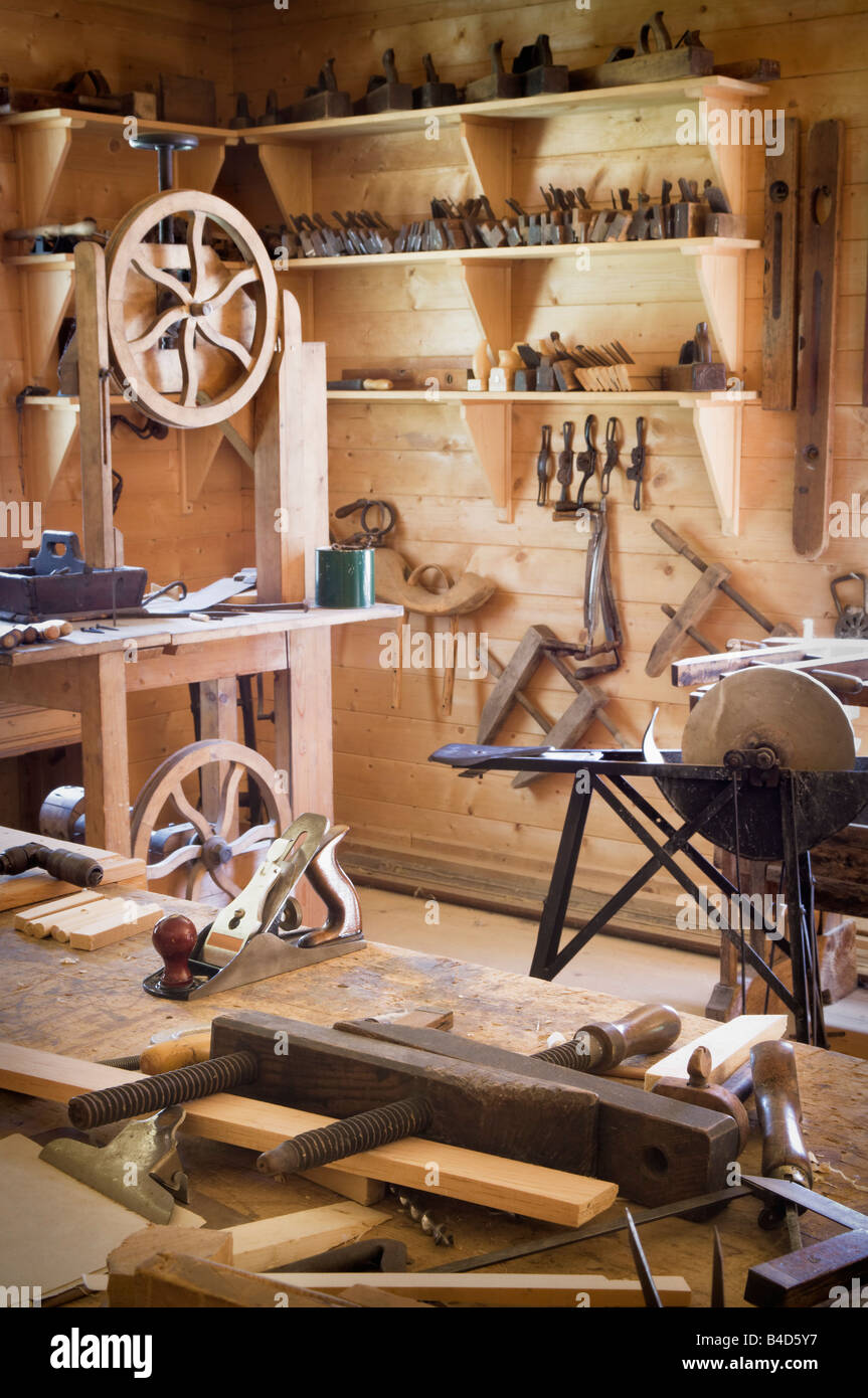 Fort Edmonton, Alberta, Canada, antique woodworking Stock