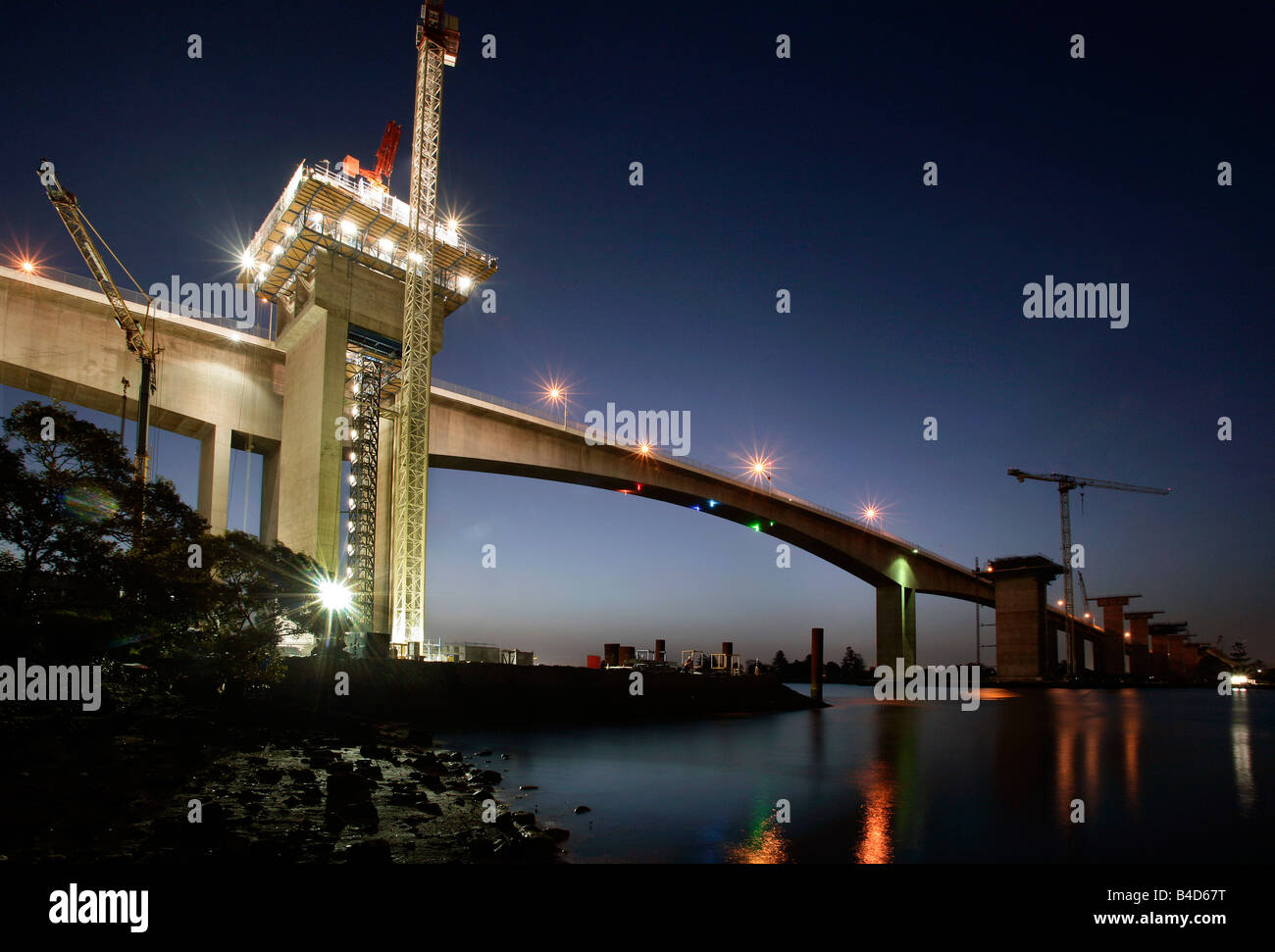 Australia, Brisbane, Gateway Upgrade Project, Construction of the second Gateway Bridge cross the Brisbane River Stock Photo