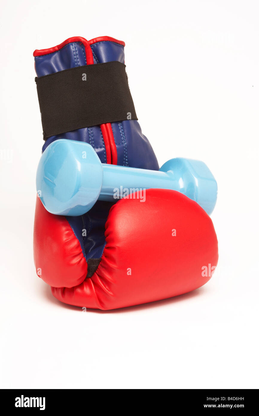 Boxing glove and training weight Stock Photo Alamy