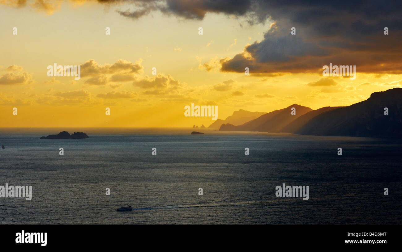 The Amalfi Coast at sunset Campania Italy EU Stock Photo - Alamy