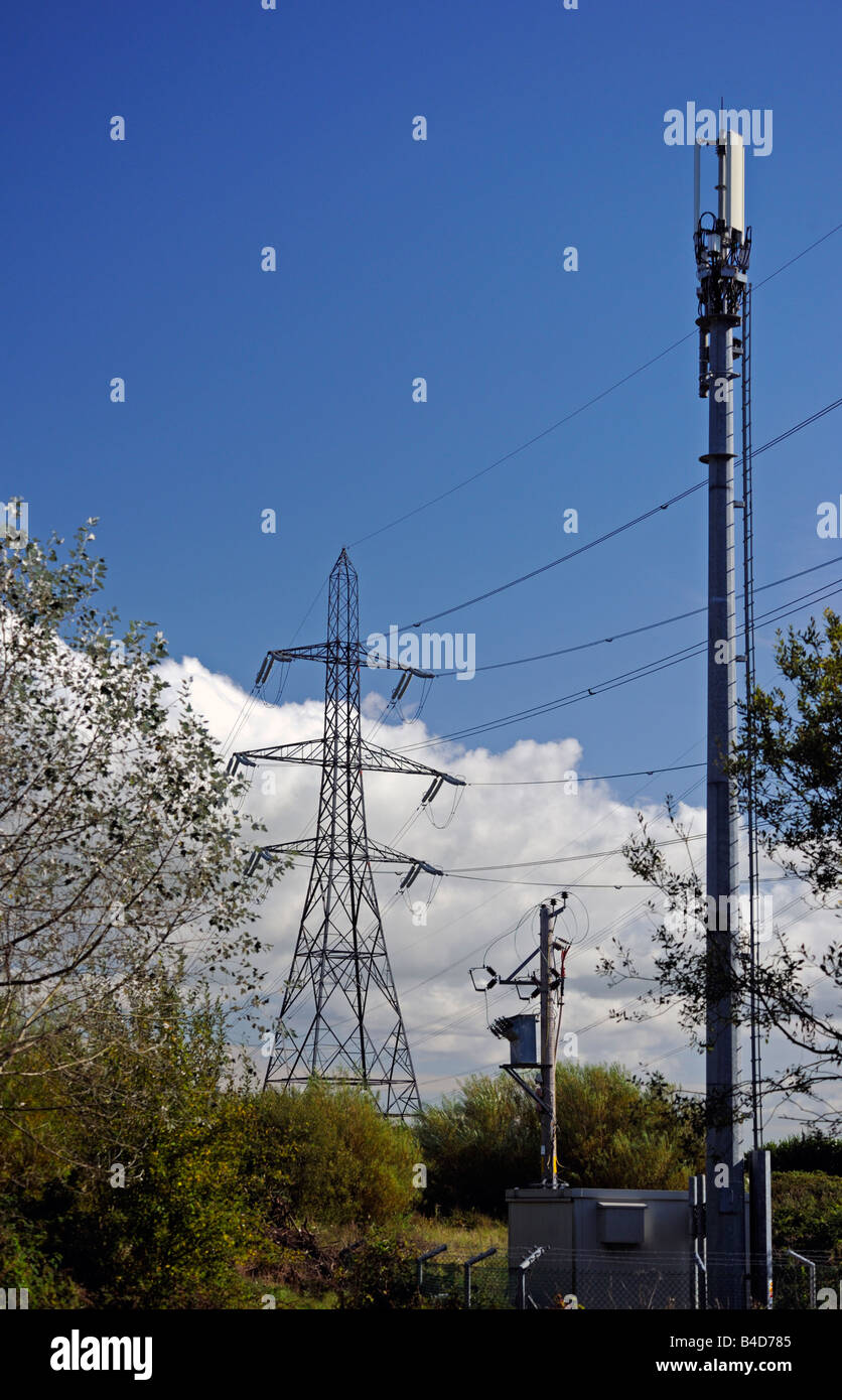 275 Kv. overhead electricity power lines, tower, low voltage switchgear
