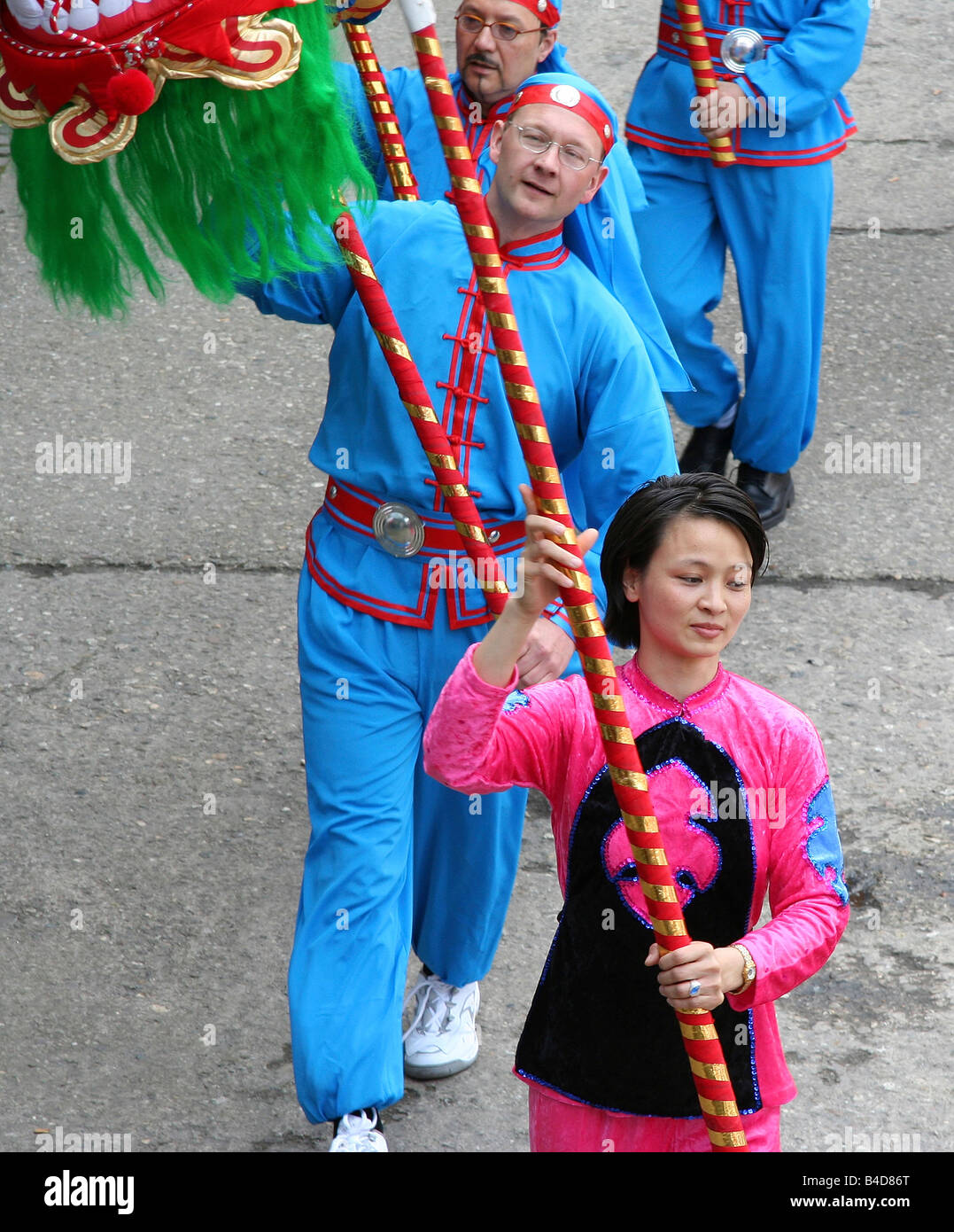 dragon dance performers in action Stock Photo - Alamy