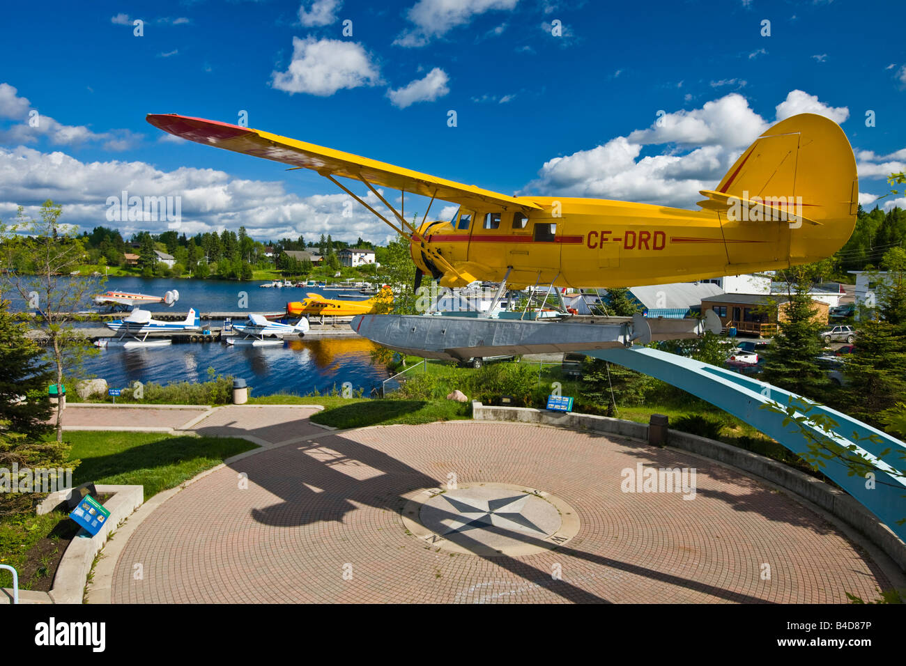 Norseman aircraft on a pedestal in the Norseman Heritage Centre Park in