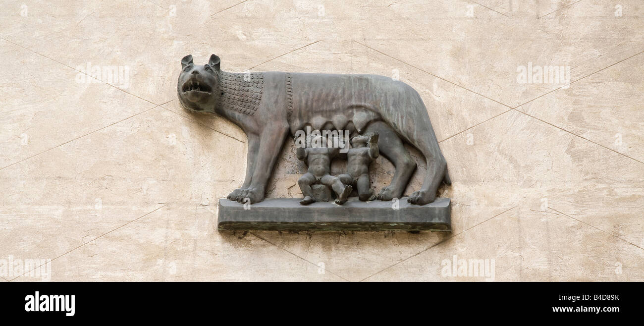 Ccarving of Romulus and Remus Stock Photo