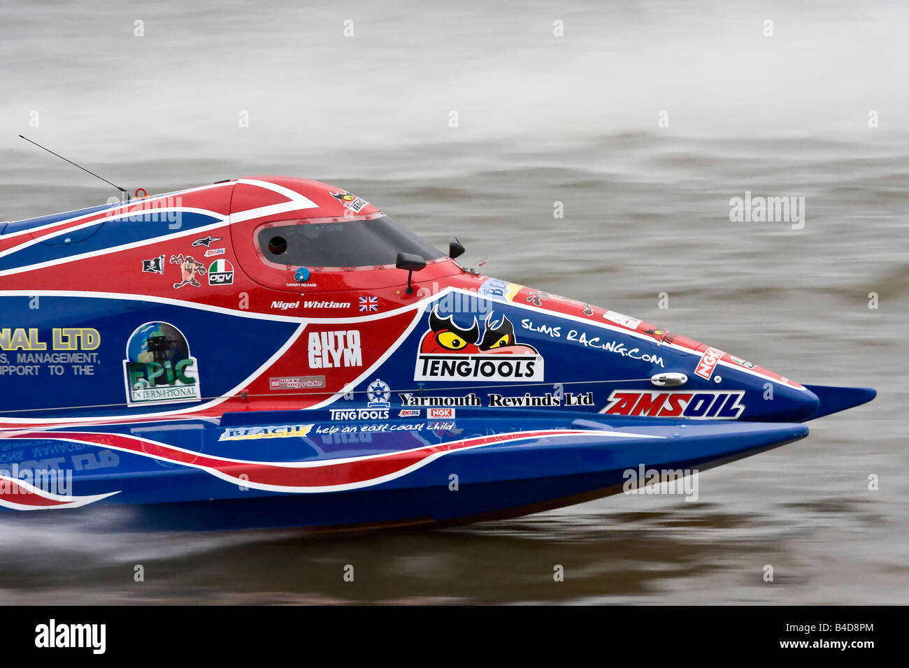Power Boat on Oulton Broad, Nigel Whitlam Stock Photo