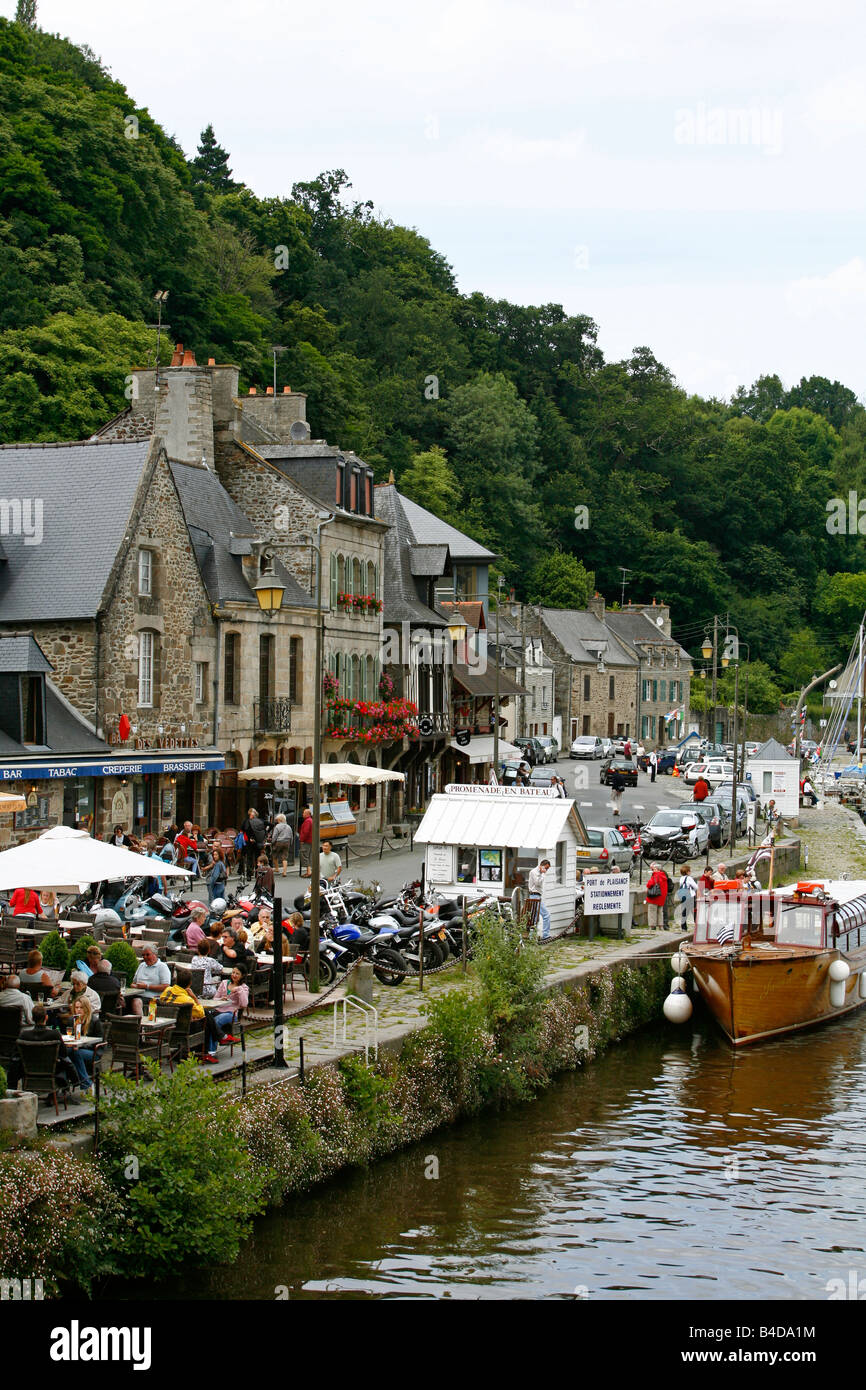 View over La Rance river and the port of Dinan Brittany France Stock Photo