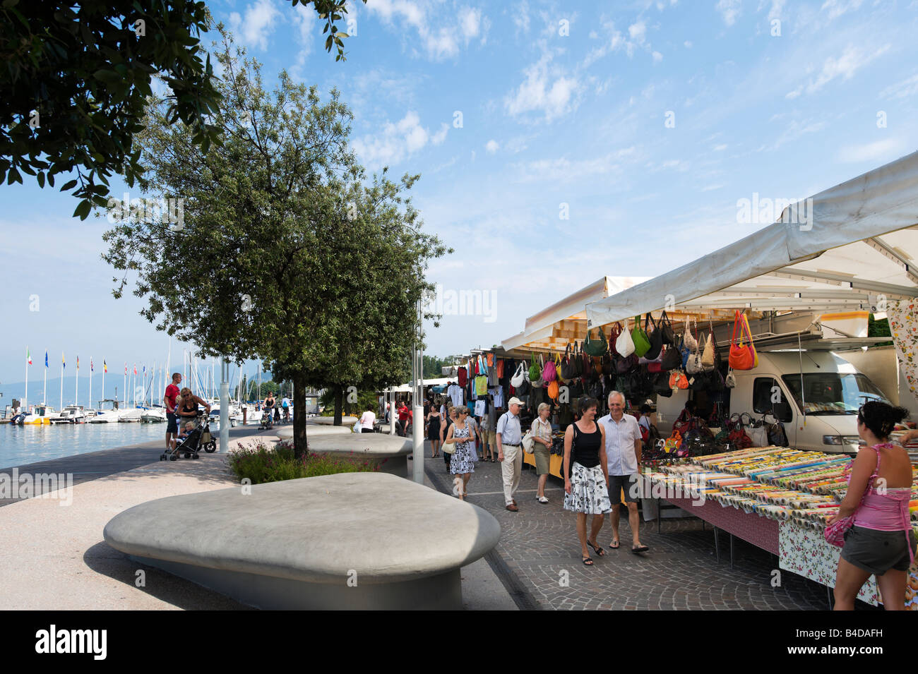Lakefront market, Bardolino, Lake Garda, Italy Stock Photo