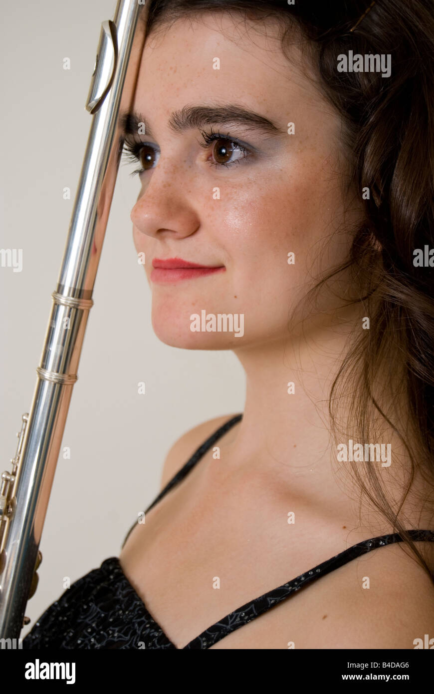 Portrait of flute player Stock Photo Alamy