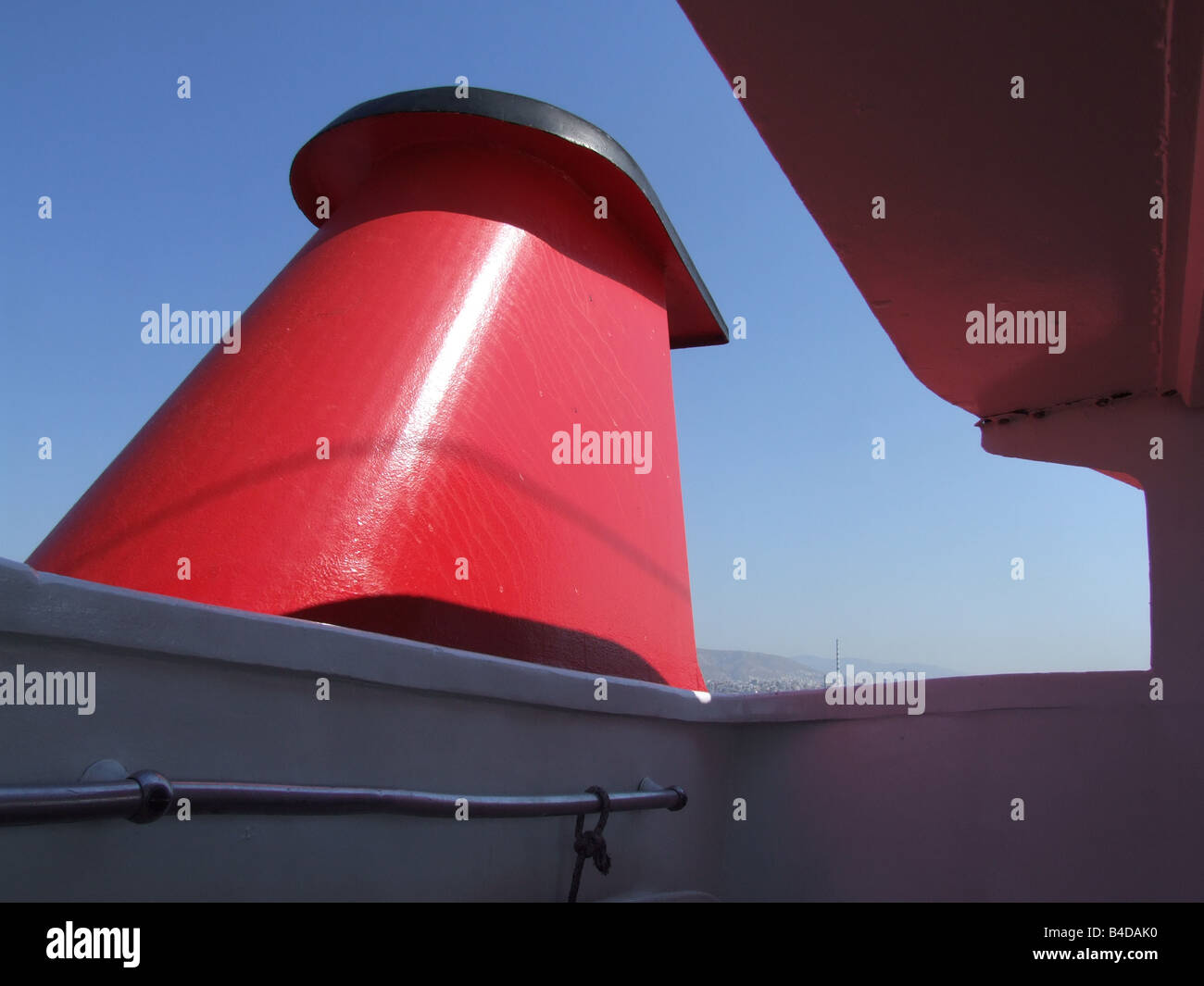 detail of red ferry boat ship chimney on open sea Stock Photo - Alamy