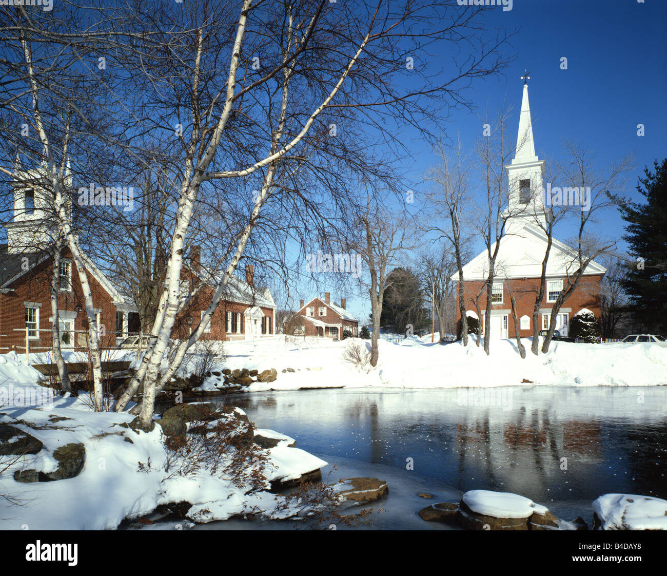 New England Town in Winter Stock Photo - Alamy