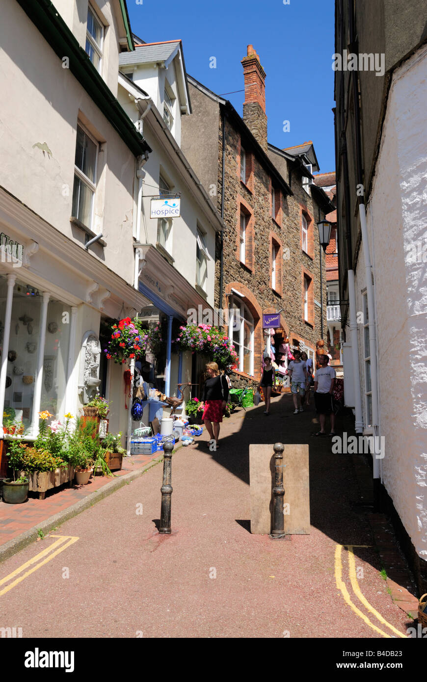 Street in Lynton, Devon, UK Stock Photo