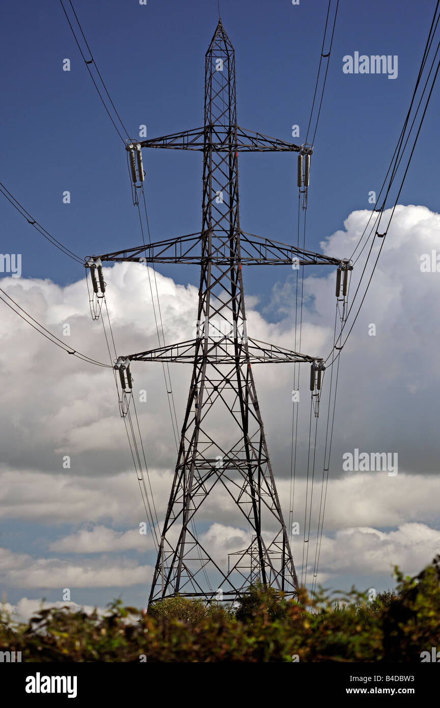 275 Kv. overhead electricity power lines and tower. Heysham, Lancashire