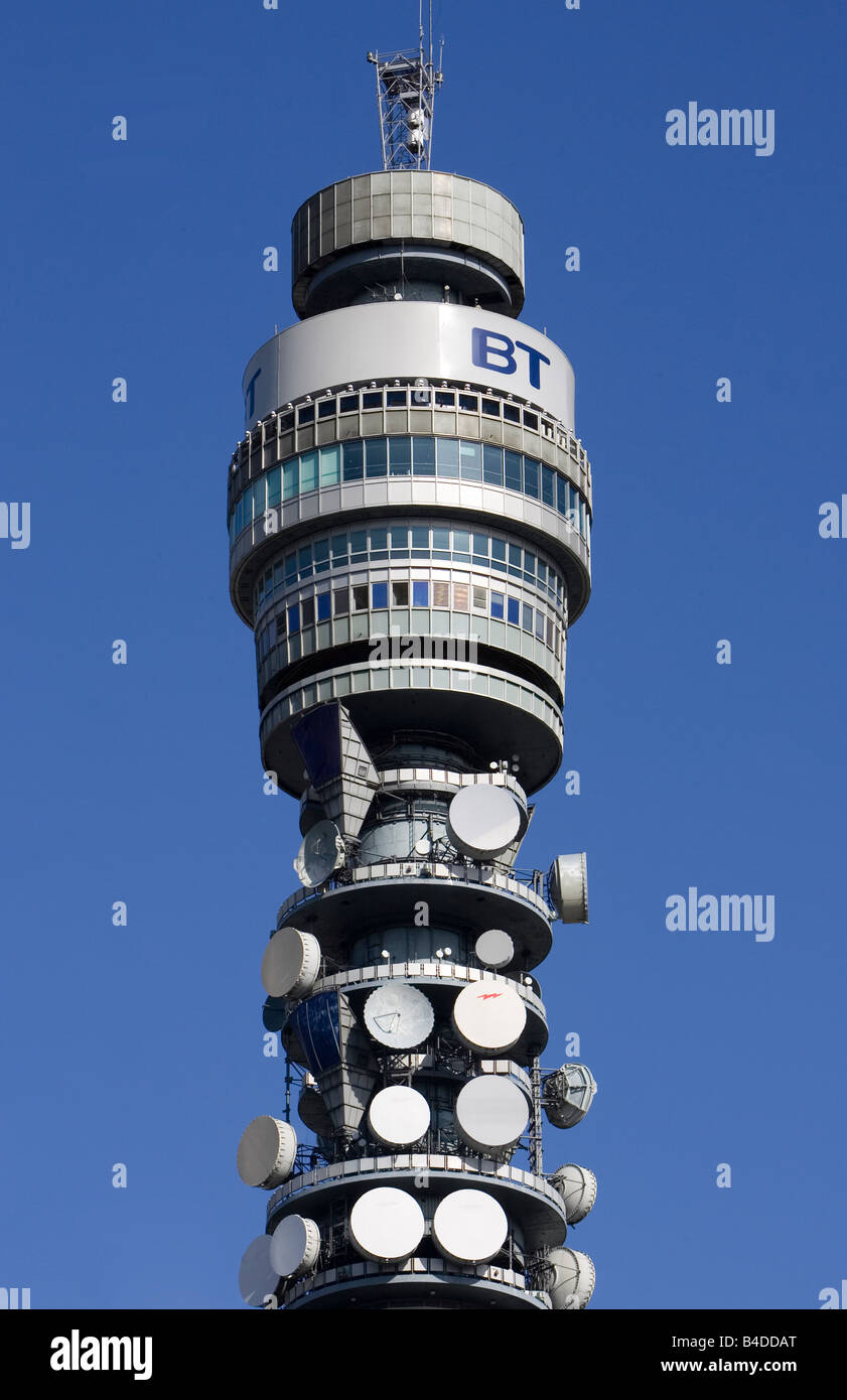 Low angle view of a telecom tower, BT Tower, London, England Stock Photo