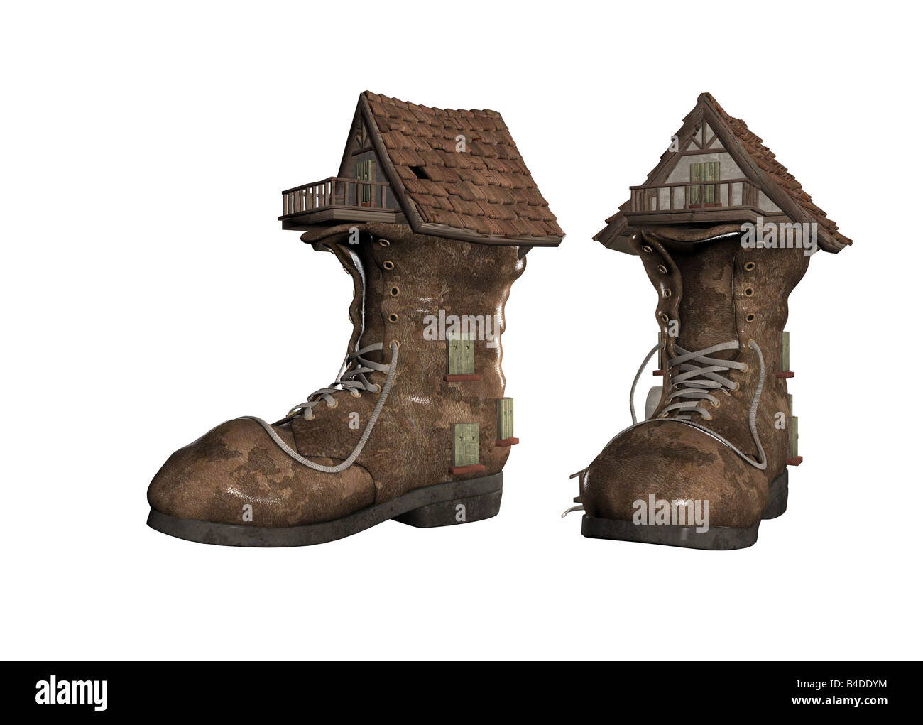 Ilustrated 3d of the fairy tale shoe house Stock Photo Alamy