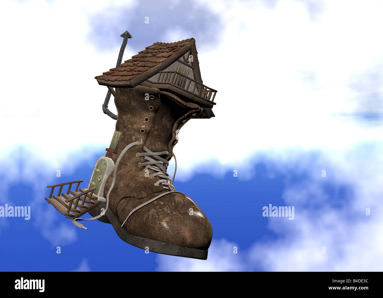 Ilustrated 3d of the fairy tale shoe house Stock Photo - Alamy