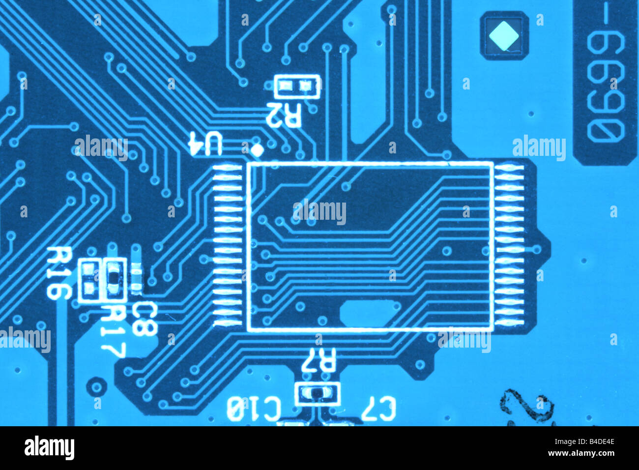 blue circuit board detail technology objects for background use Stock Photo