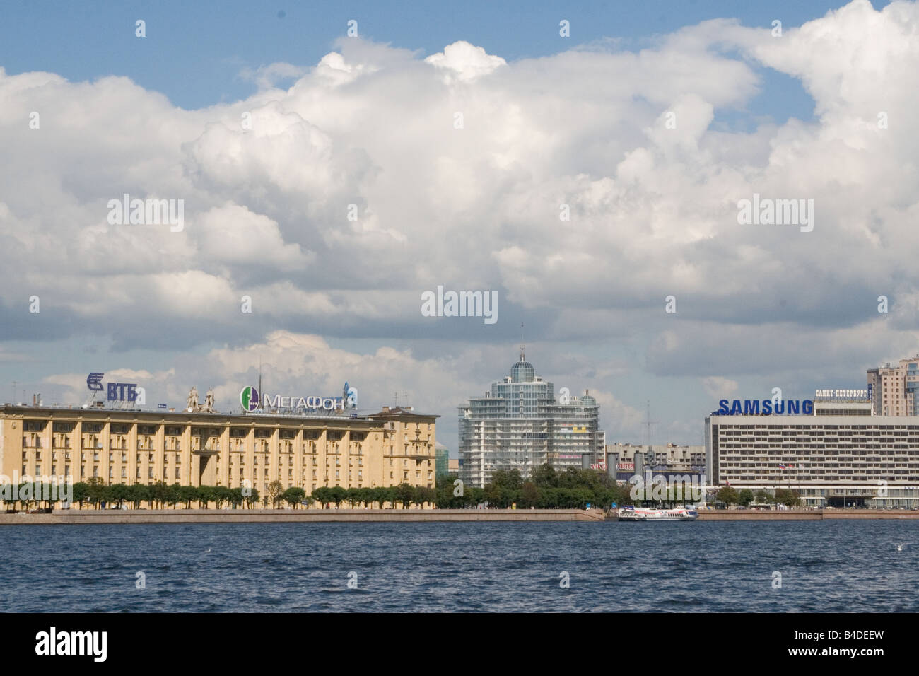Progress along the Neva River in St. Petersburg. Stock Photo