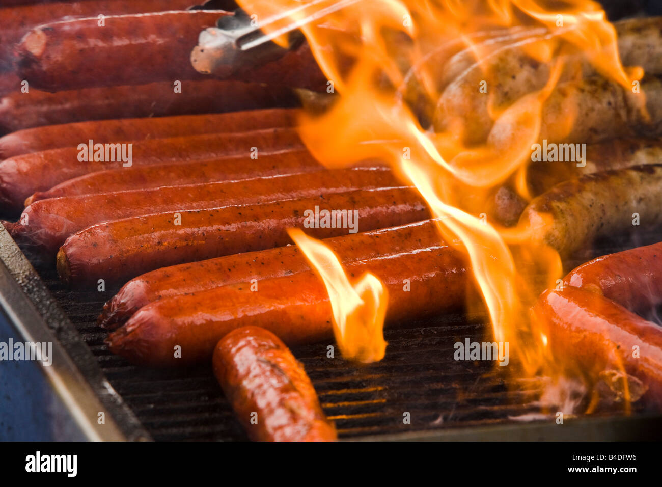 Hotdogs being cooked by a vendor at the Abbott Kinney Festival Venice Los Angeles County California United States of America Stock Photo