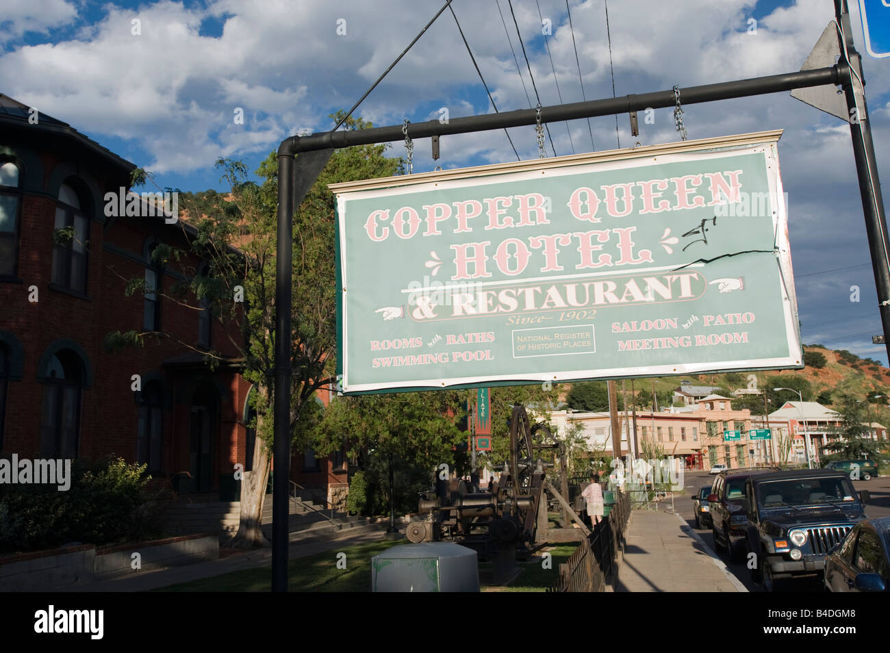 Copper Queen Restaurant and Inn,   Downtown Bisbee Arizona, a former mining town (copper) rebounding as an artist's community Stock Photo