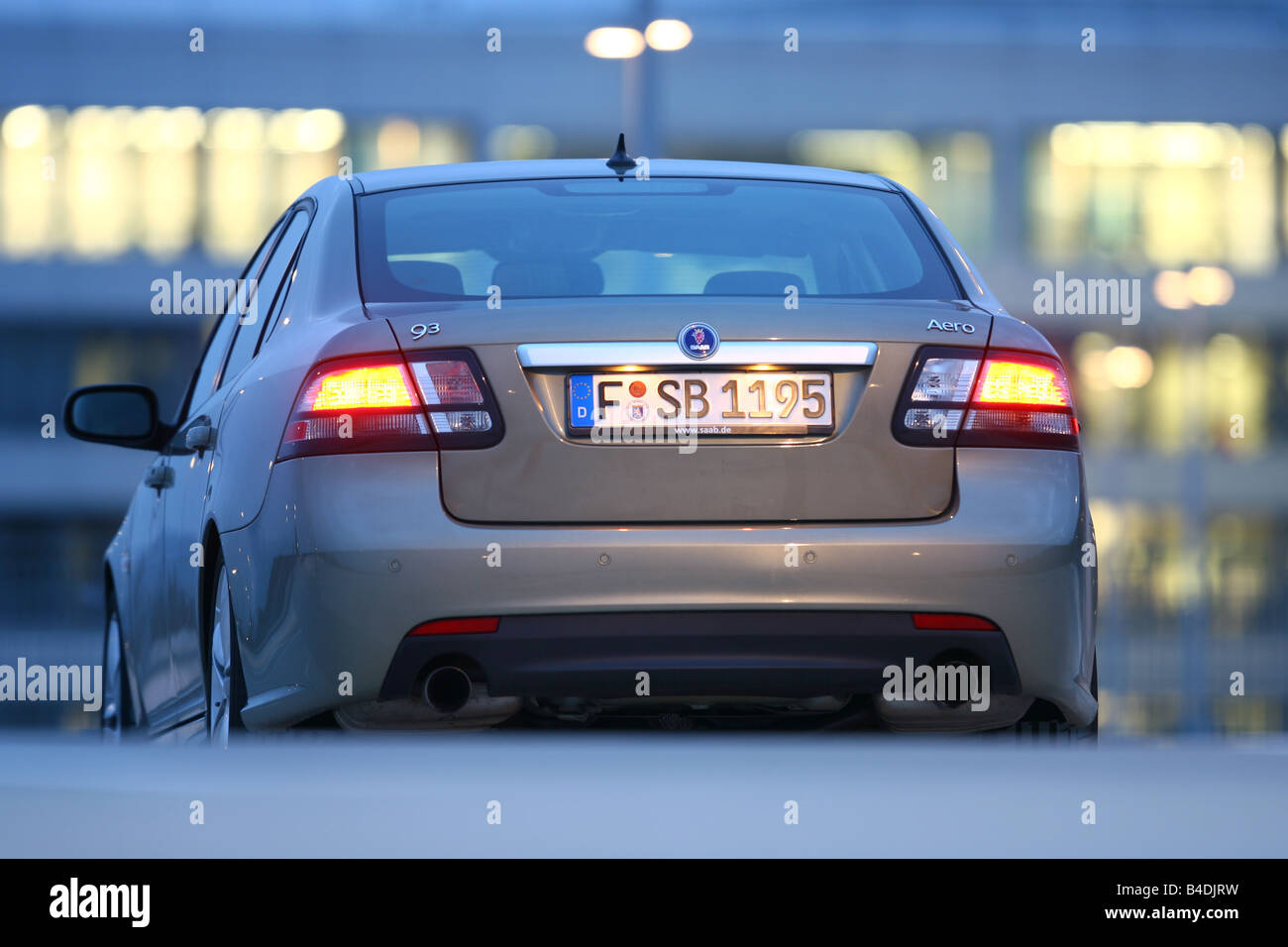 Saab 9-3 2.8 Turbo V6 Aero, model year 2007-, driving, standing, upholding,  diagonal from the back, rear view, City, Brake light Stock Photo - Alamy