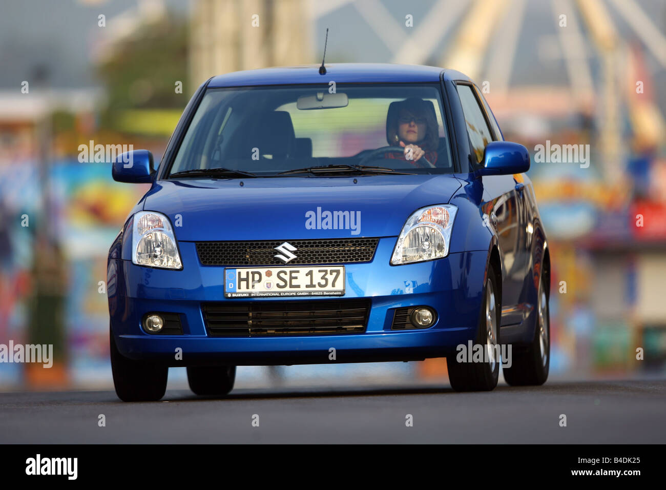 Suzuki Swift 1 5 Comfort Model Year 2005 Blue Moving Diagonal From The Front Frontal View City Stock Photo Alamy