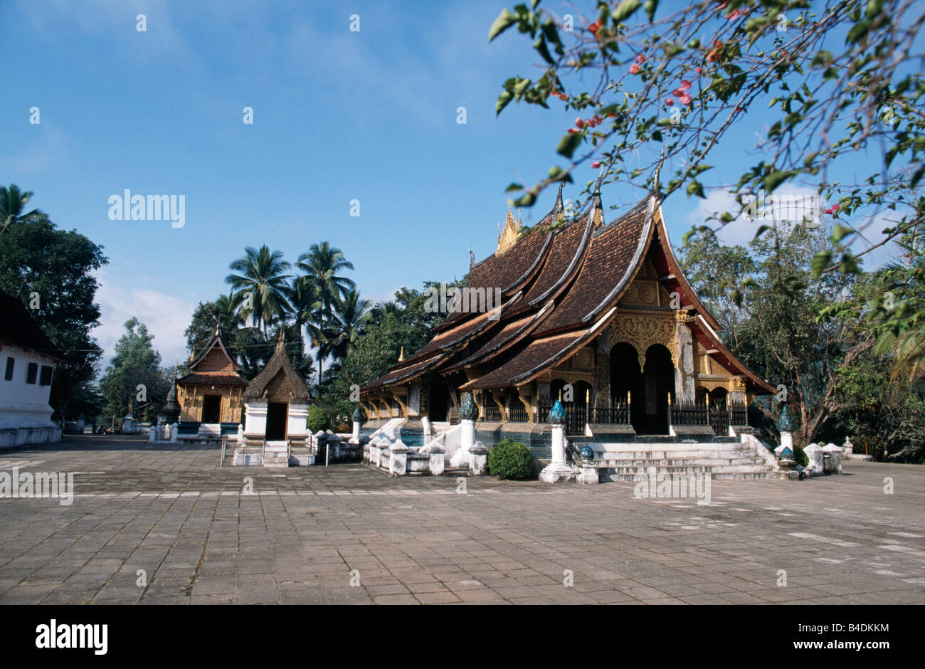Wat Xieng Thong in Luang Prabang, Laos.  It was built by King Setthathirat in 1559. Stock Photo