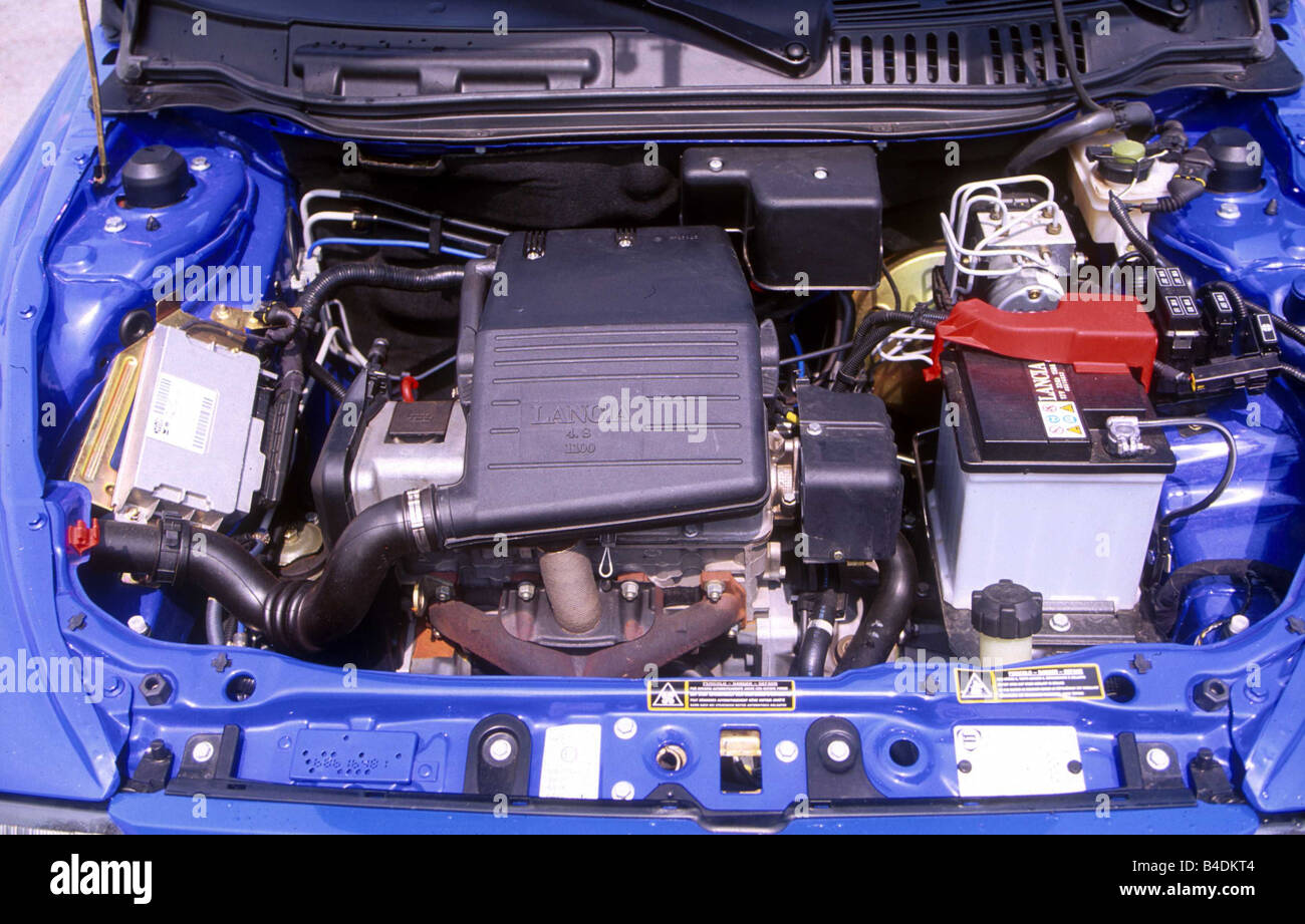 Car, Lancia Y Elefantino, small approx., blue, model year 1995-2001, view  in engine compartment, engine, technique/accessory, ac Stock Photo - Alamy