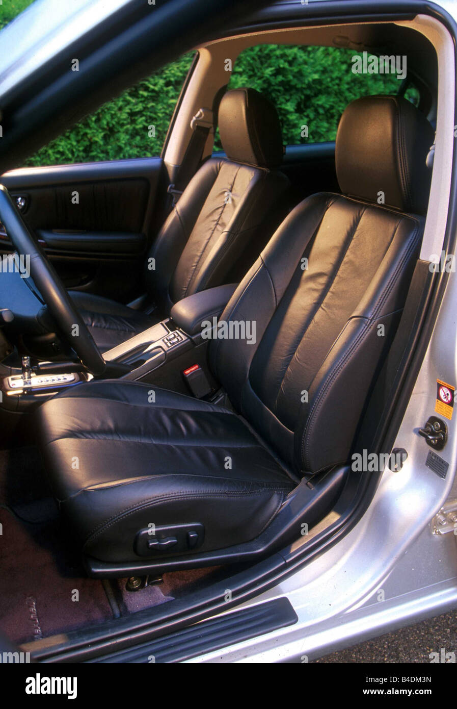 Car, Nissan Maxima QX, upper middle-sized , Limousine, model year 1999-, silver, interior view, Interior view Stock Photo