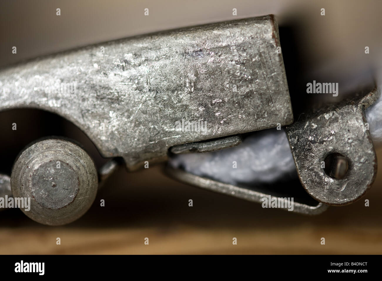 Close up photo of a metal belt buckle. Stock Photo
