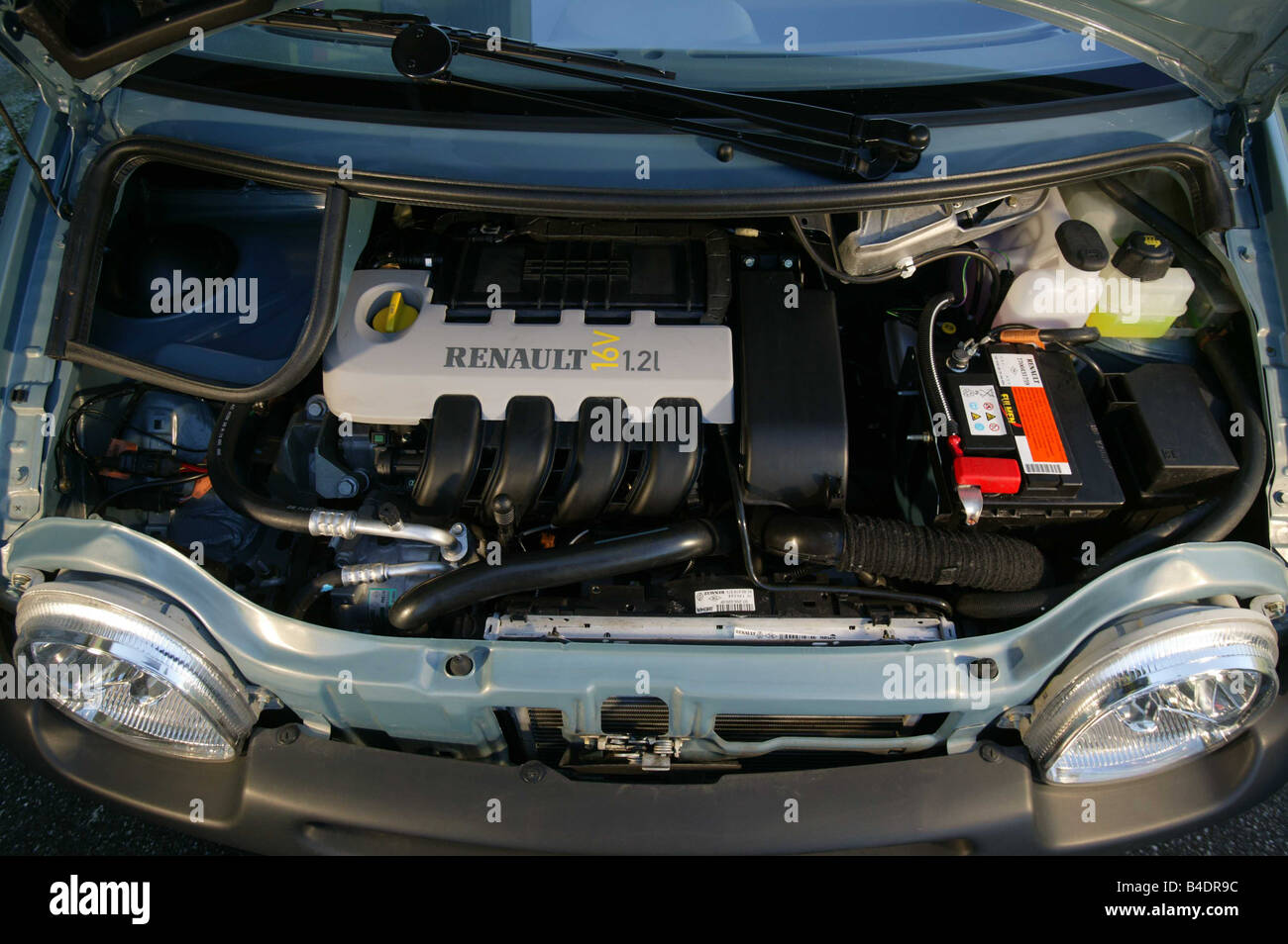 Car, Renault Twingo, Miniapprox.s, model year 2002-, silver, view in engine  compartment, engine, technique/accessory, accessorie Stock Photo - Alamy