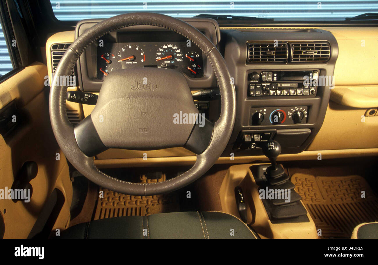 Car, Chrysler Jeep Wrangler 4.0, cross country vehicle, model year 1996-, interior view, Interior view, Cockpit, technique/acces Stock Photo