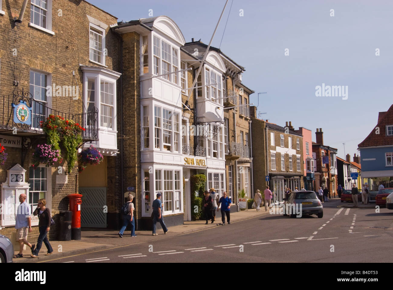 People walking up the high street in Southwold,Suffolk,Uk Stock Photo