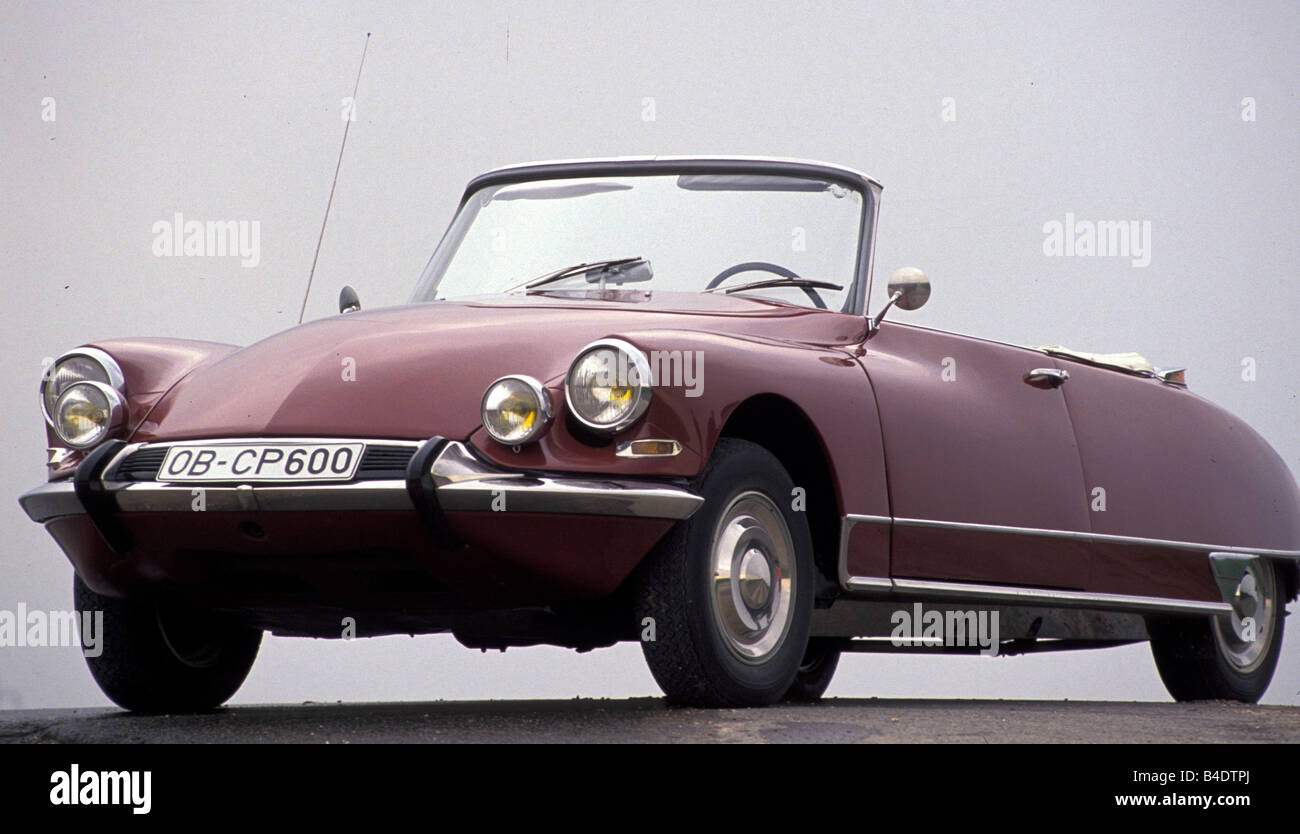 Car, Citroen DS model year Vintage approx., sixties, red, open top, standing, upholding, diagonal from t Stock Photo - Alamy