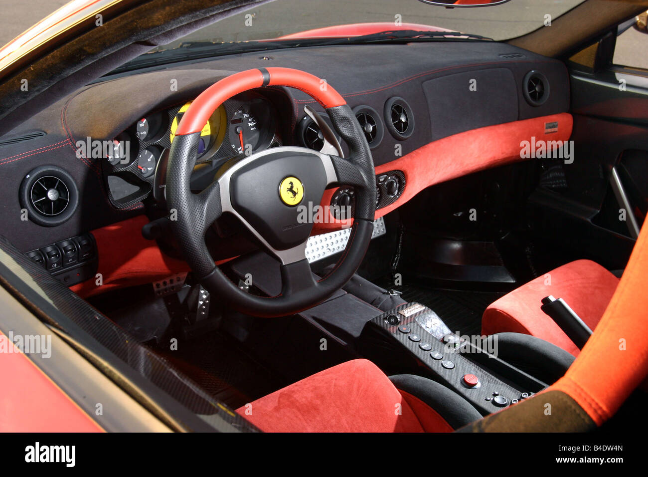 Car, Ferrari 360 Challenge Stradale, roadster, coupe/Coupe, red, interior  view, Interior view, Cockpit, technique/accessory, acc Stock Photo - Alamy