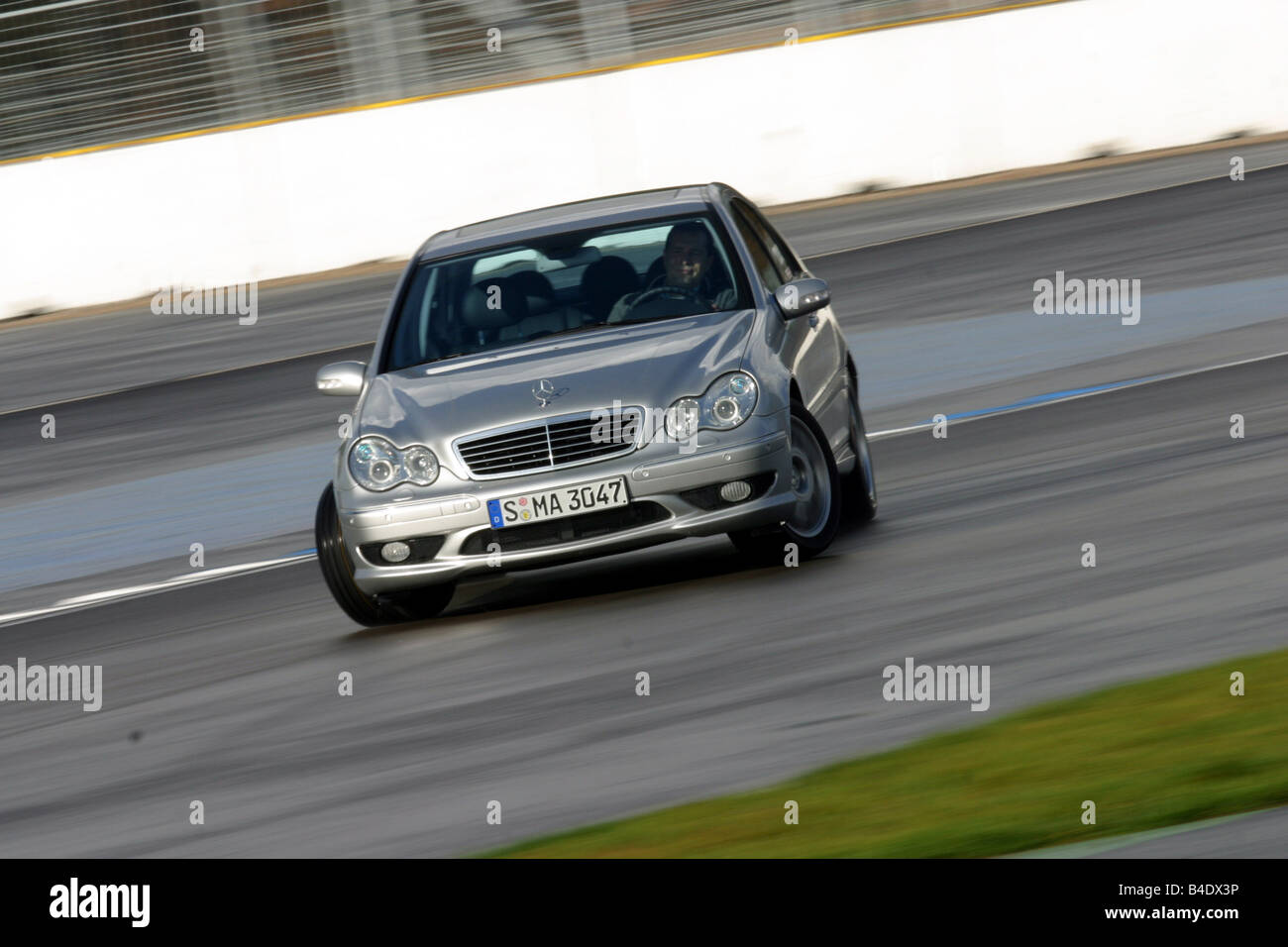 Car Mercedes C 30 Cdi Amg Model Year 2002 Silver Medium Class Tuning 231 Ps Driving Race Track Test Track Diagonal Fro Stock Photo Alamy