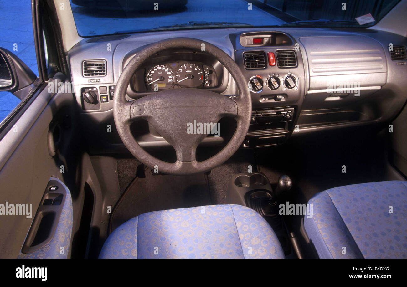 Car, Suzuki Wagon R, Miniapprox.s, Limousine, model year 2000-, silver, interior view, Interior view, Cockpit, technique/accesso Stock Photo