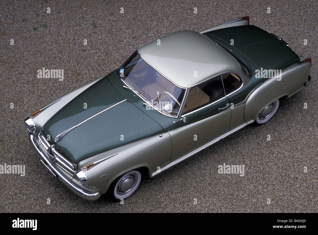 Car, Borgward Isabella Coupe/coupe, Vintage approx., model year 1958, silver-black, 1950s, sixties, FGUJ, standing, upholding, d Stock Photo
