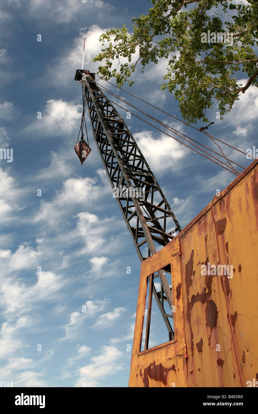Crane reaches skyward Stock Photo