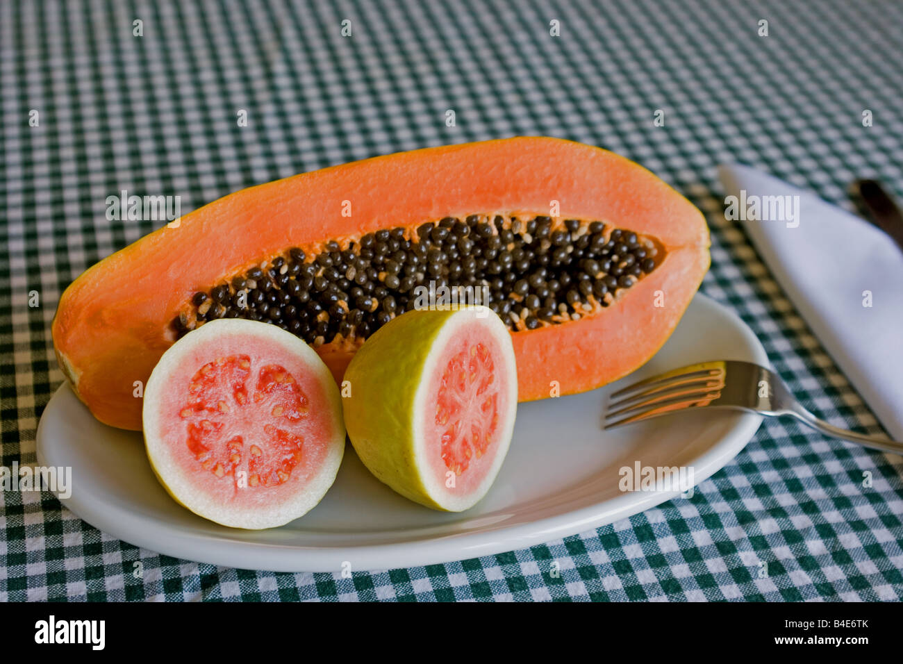 Still Life Of Papaya And Guava On Gingham Stock Photo Alamy Still Life Of Papaya And Guava On Gingham Stock Photo Alamy