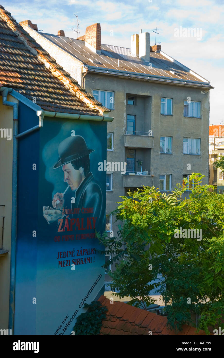 Mural advertising matches in Brno Czech Republic Europe Stock Photo - Alamy