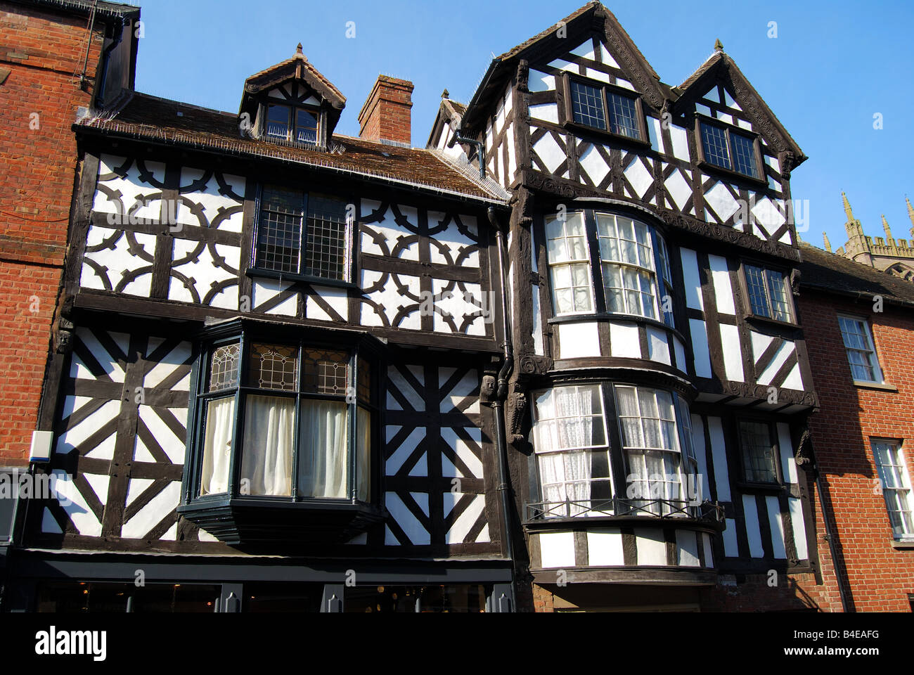 Tudor House frontage, High Street, Ludlow, Shropshire, England, United