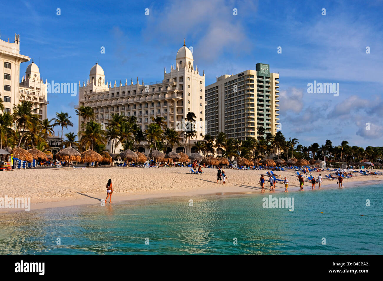 Aruba Palm Beach West Indies Dutch Carribean Central America Riu Hotel Casino Stock Photo