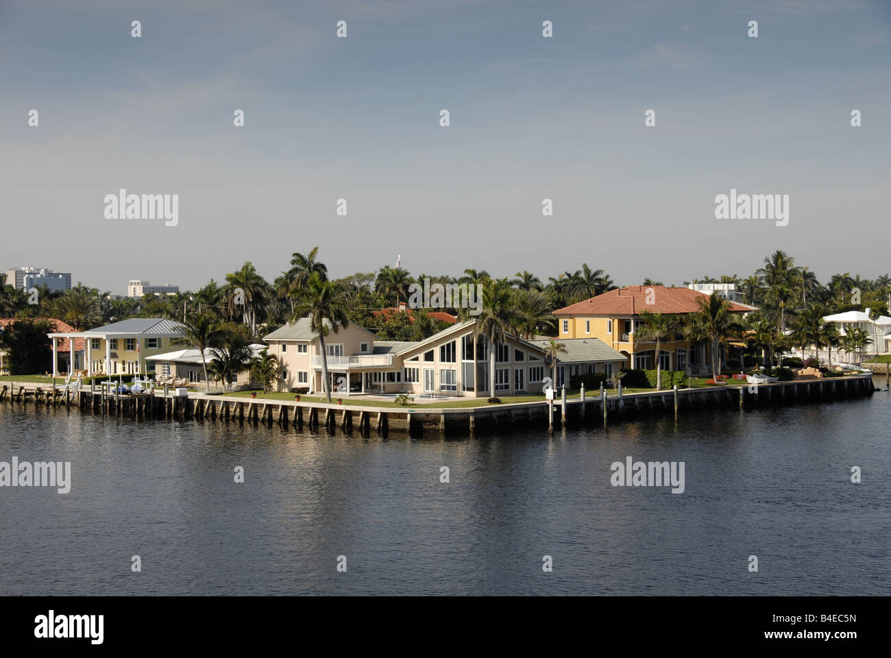 Luxury homes along the intrastate waterway, Florida, USA Stock Photo